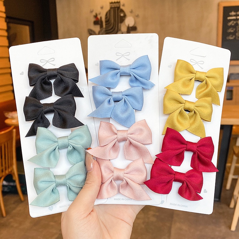 Set 2 Kẹp Tóc Hình Nơ Dễ Thương Phong Cách Hàn Quốc Cho Bé