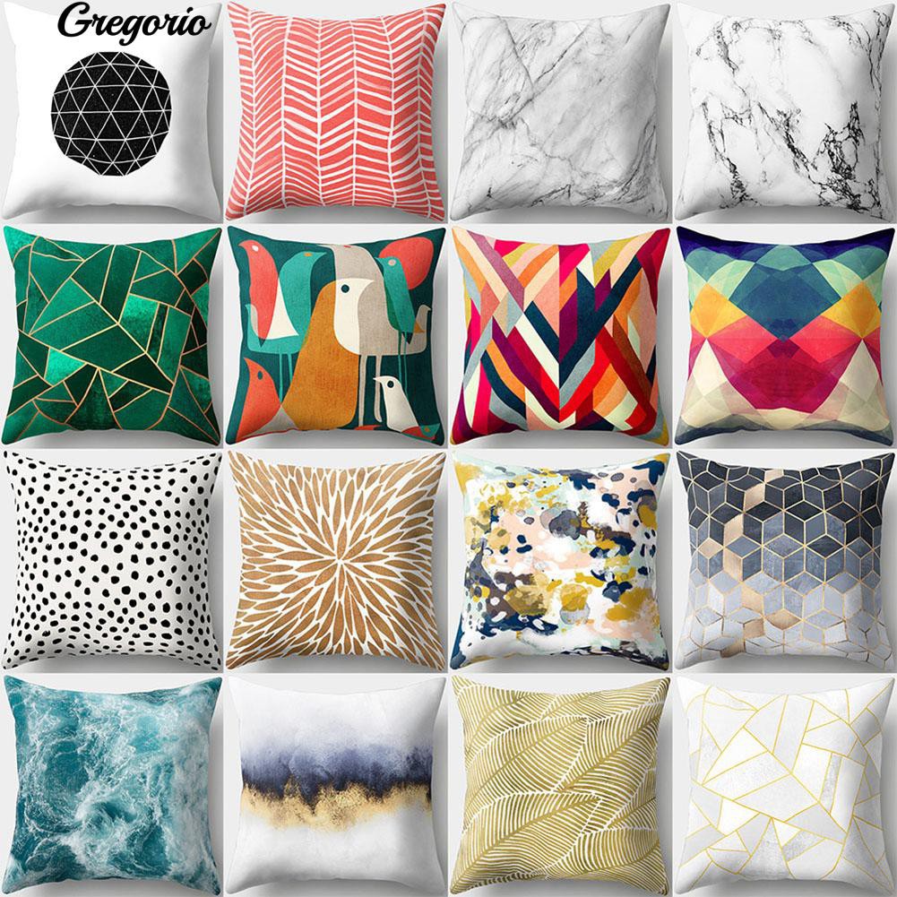 Gre Geometric Pattern Print Pillow Case Sofa Waist Cushion Cover Home Decor