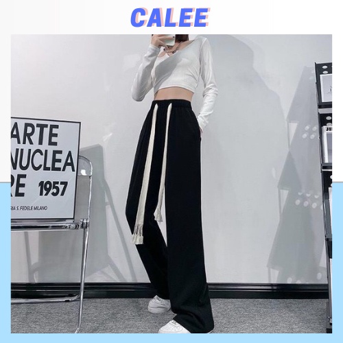 Calee Quần thun ống rộng kèm dây rút bản to