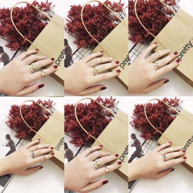 NHẪN SET MIDI RINGS NƠ TRÁI TIM