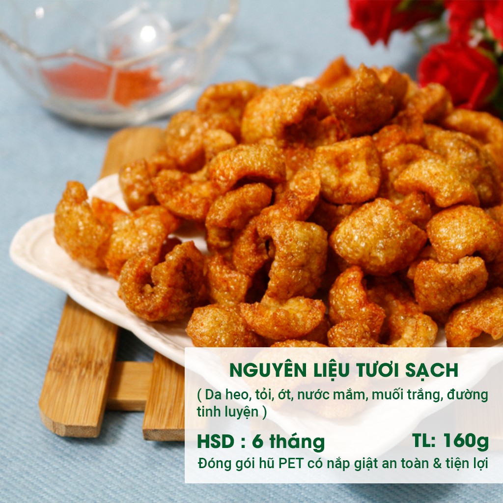 Da Heo cháy tỏi ớt chiên giòn 160G Ecofood - Loại 1 giòn thơm, đậm vị