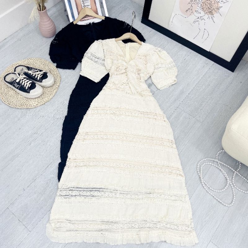 ĐẦM MAXI REN XOẮN NGỰC CAO CẤP 2 MÀU