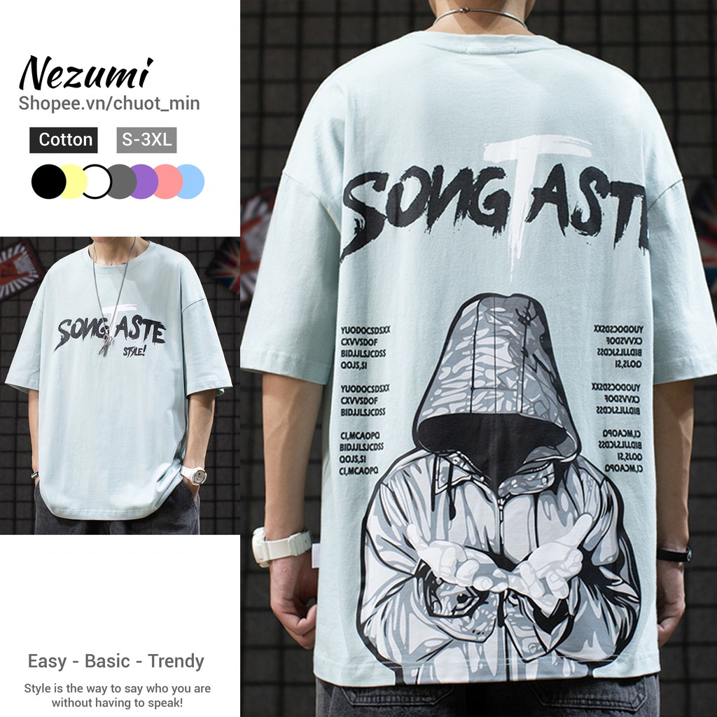 Áo thun tay lỡ unisex nam nữ form rộng big size oversize cotton co dãn - song taste