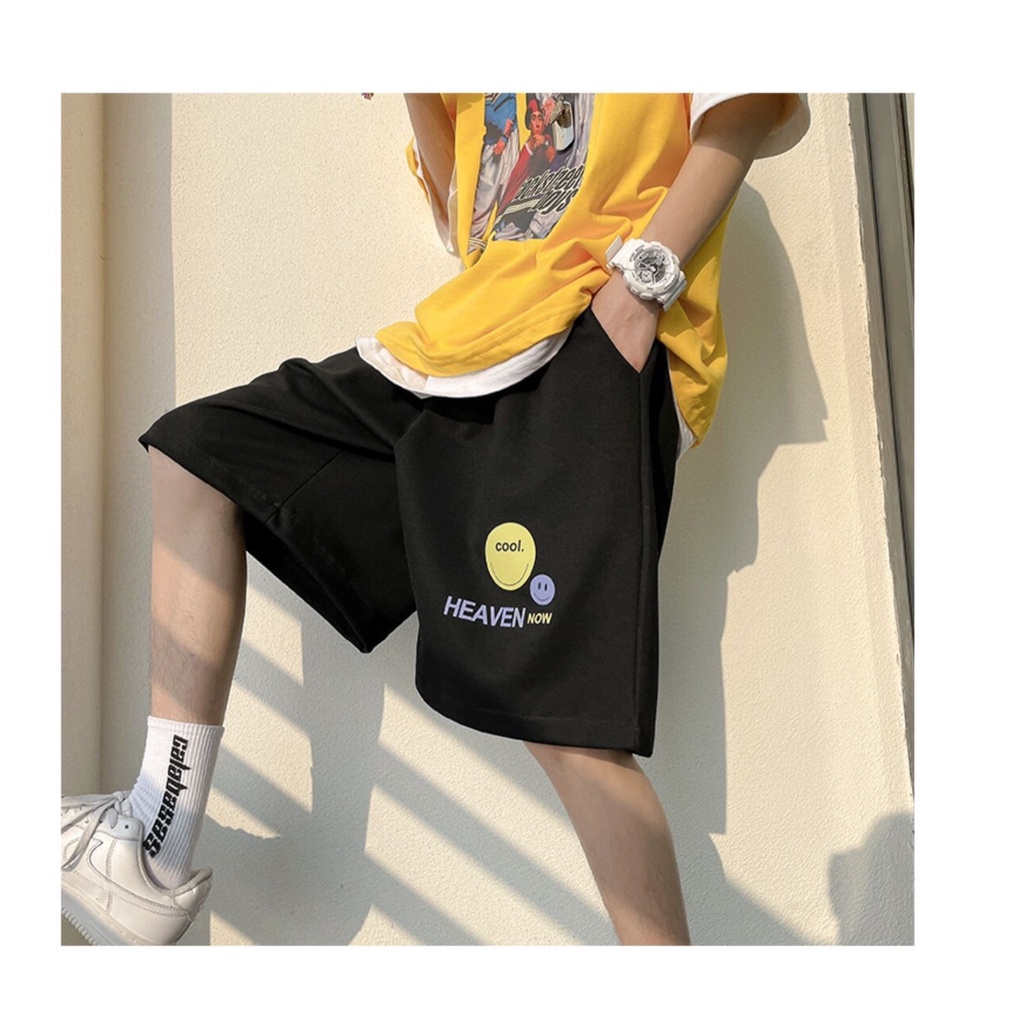 Quần Đùi Ngố Unisex Nam Nữ Mặt Cười Chất Chân Cua Dáng Rộng  Thể Thao Hot Trend