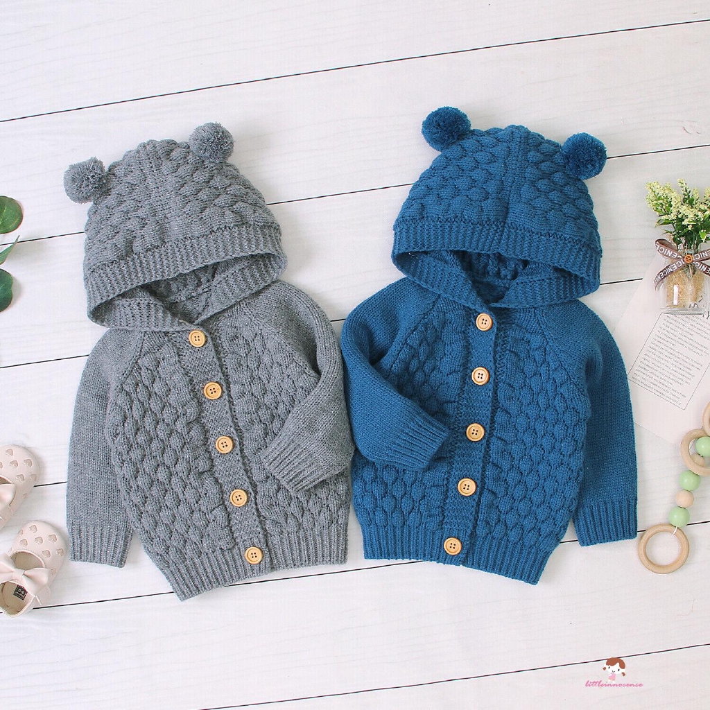 Áo khoác len hoodie kiểu dáng xinh xắn đáng yêu cho bé