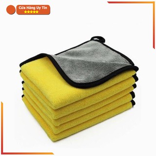 Khăn Lau Xe Hơi, Khăn Rửa Xe Ô Tô Chuyên Dụng Microfiber 2 Lớp Siêu Dày – MÀU VÀNG