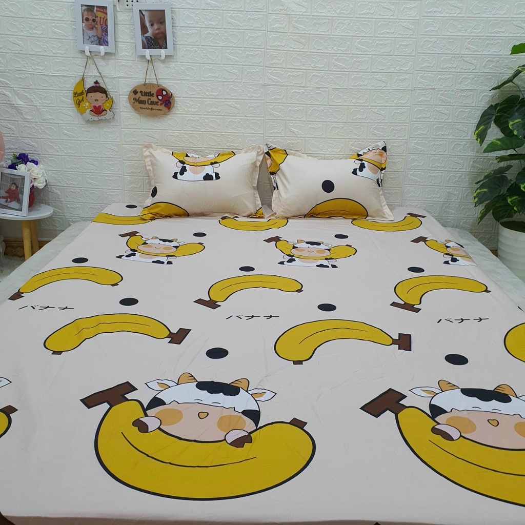 Bộ ga gối cottong poly hoa văn họa tiết dễ thương, Ga trải giường poly giá rẻ đủ kích thước