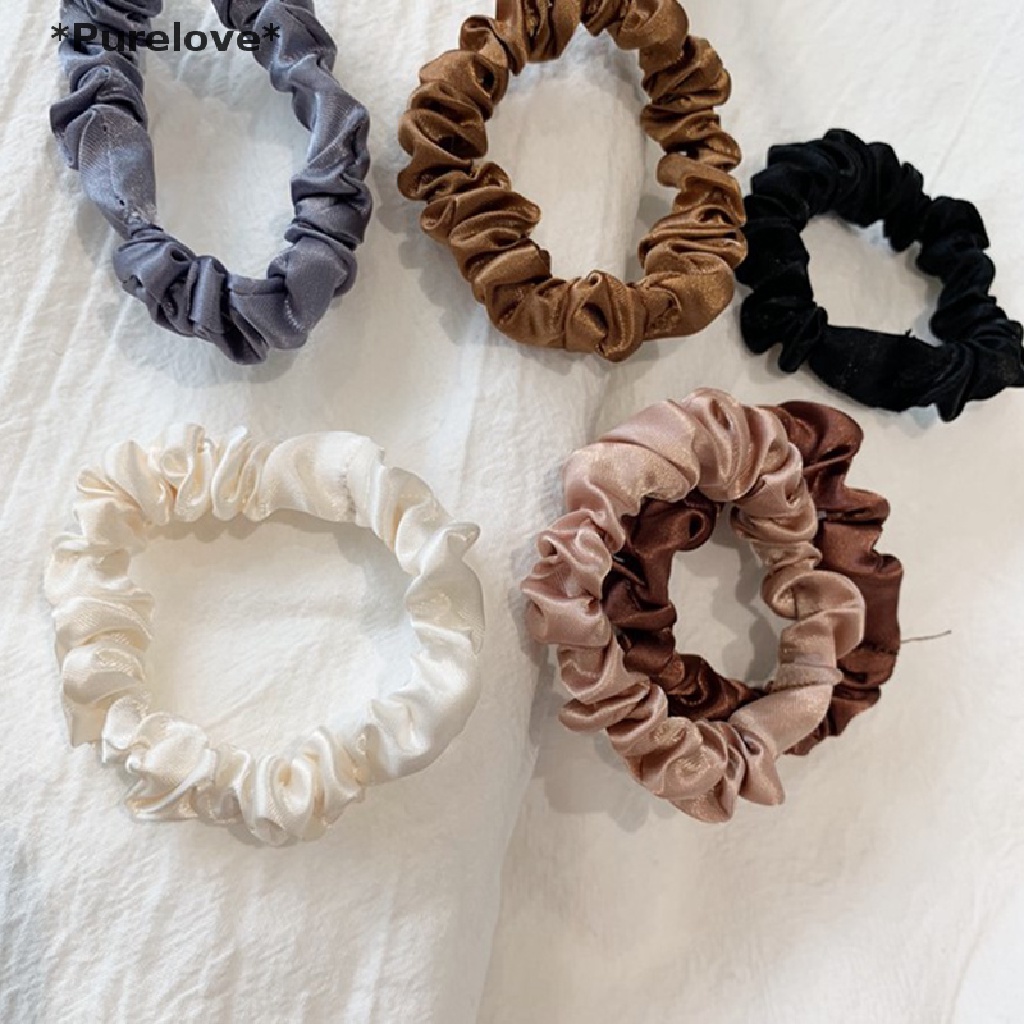 Set 6 Dây Cột Tóc Vải Satin Co Giãn Xinh Xắn Dành Cho Nữ