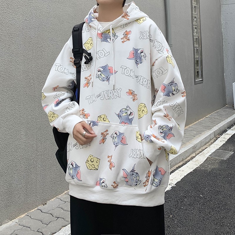 Áo hoodie ulzzang nam nữ unisex form rộng họa tiết Tom&Jerry phong cách Hàn Quốc | BigBuy360 - bigbuy360.vn