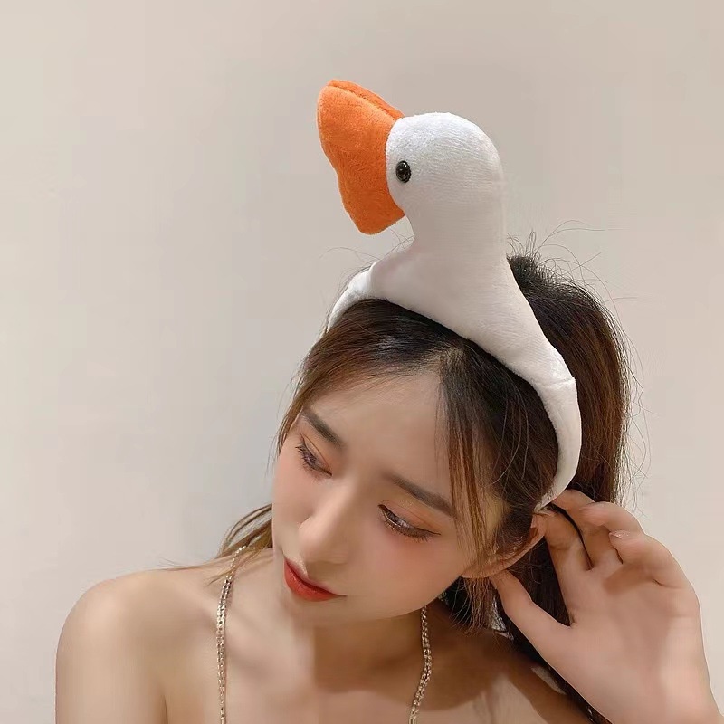 Băng Đô Cài Tóc Họa Tiết Chú Ngỗng Hoạt Hình Dễ Thương Vui Nhộn Cho Nữ