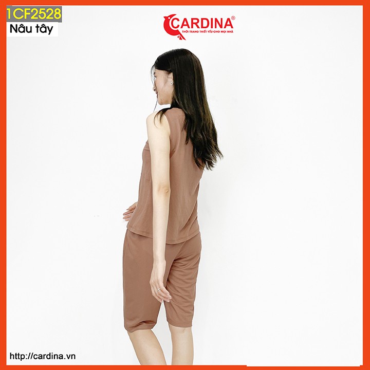 Đồ bộ nữ CARDINA  chất cotton Nhật  cao cấp áo sát nách kèm bra tháo rời tiện lợi 1CF25.