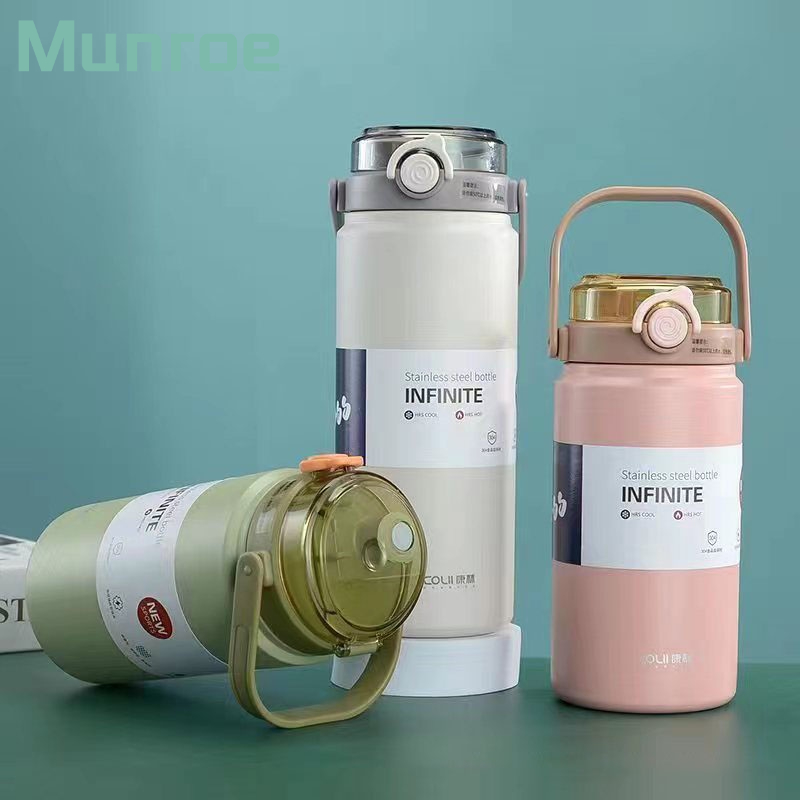 Bình Đựng Nước Cách Nhiệt Hai Lớp Dung Tích Lớn Có Ống Hút Cho Nam Và Nữ