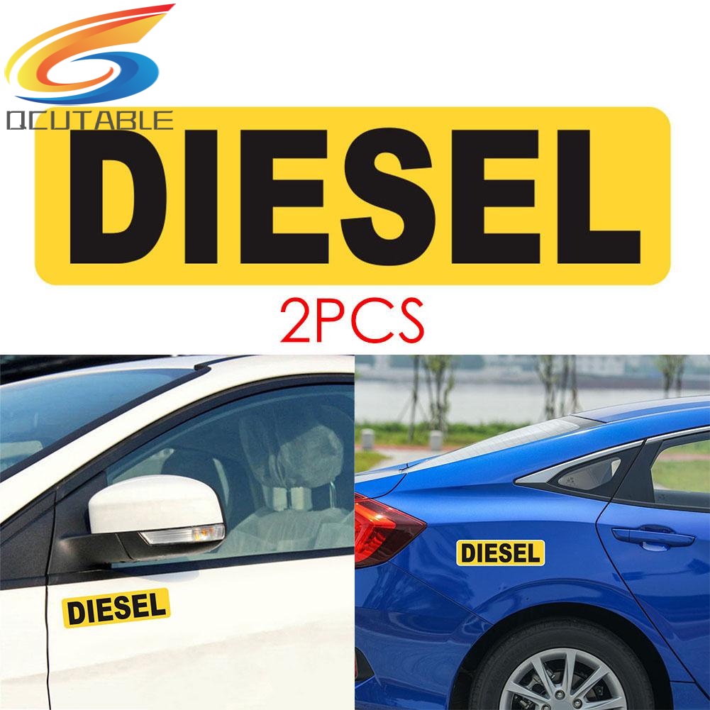 Set 2 miếng dán trang trí xe hơi phản quang họa tiết nhắc nhở chữ DIESEL