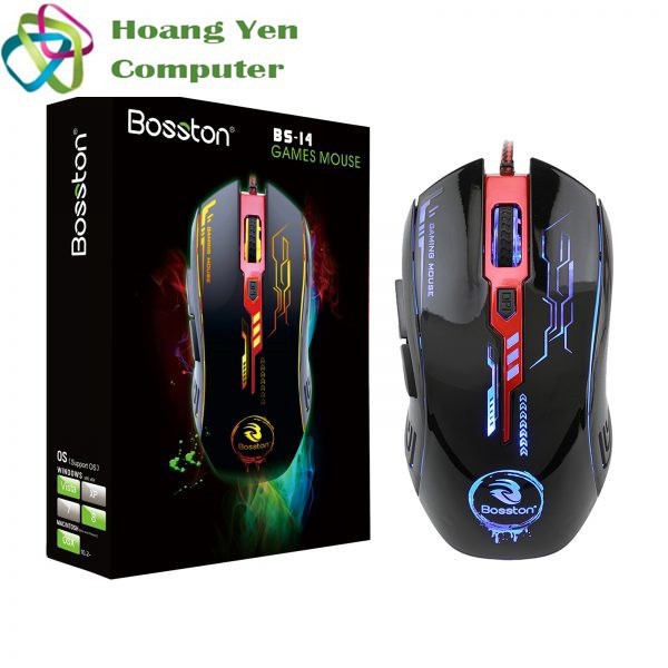 Chuột Game Có Dây Bosston BS-14 Led Đa Màu Giá Rẻ - BH 1 Năm  - chuyensiphukien1