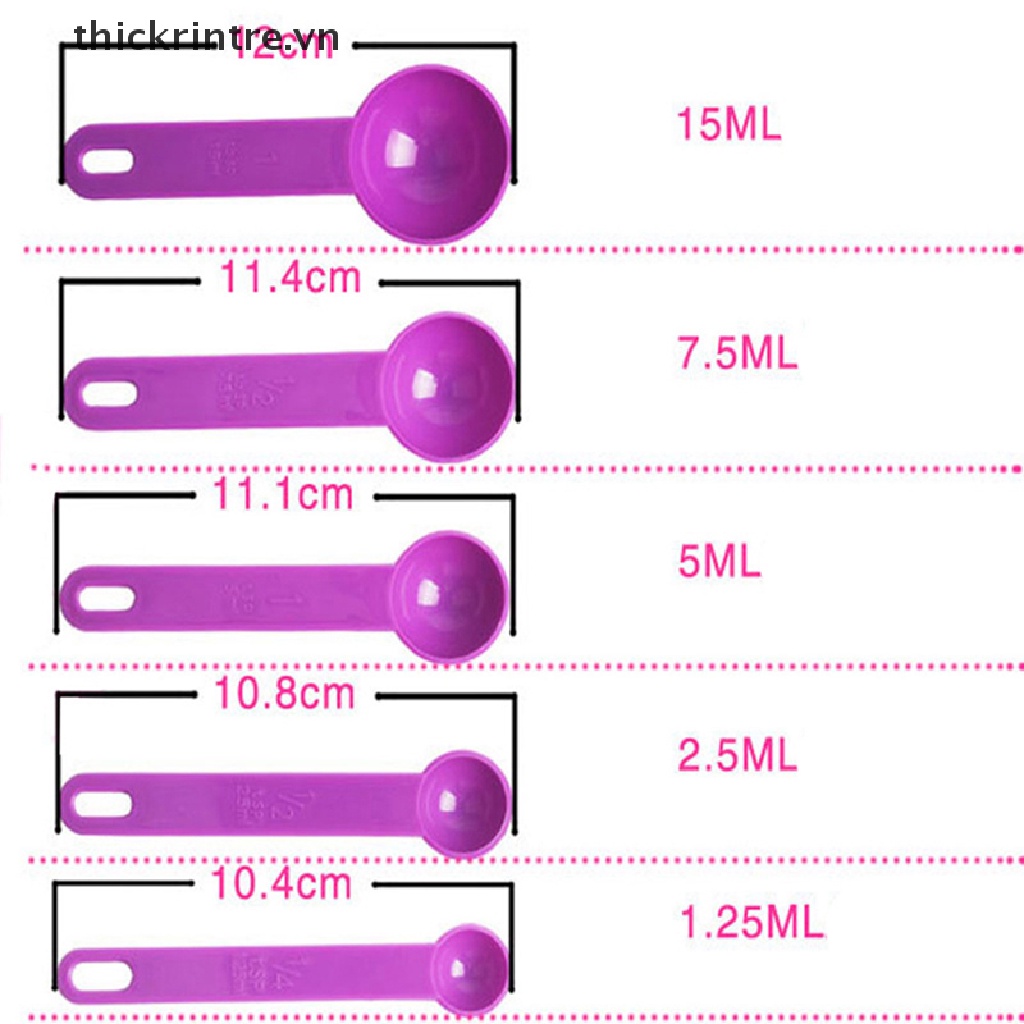 Set 5 Muỗng Đo Lường Làm Bánh Bằng Nhựa Tiện Dụng