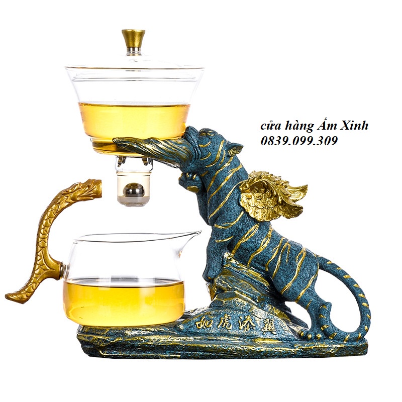 BỘ ẤM CHÉN PHA TRÀ BẰNG THỦY TINH CHỊU NHIỆT CAO CẤP HÌNH MÃNH HỔ
