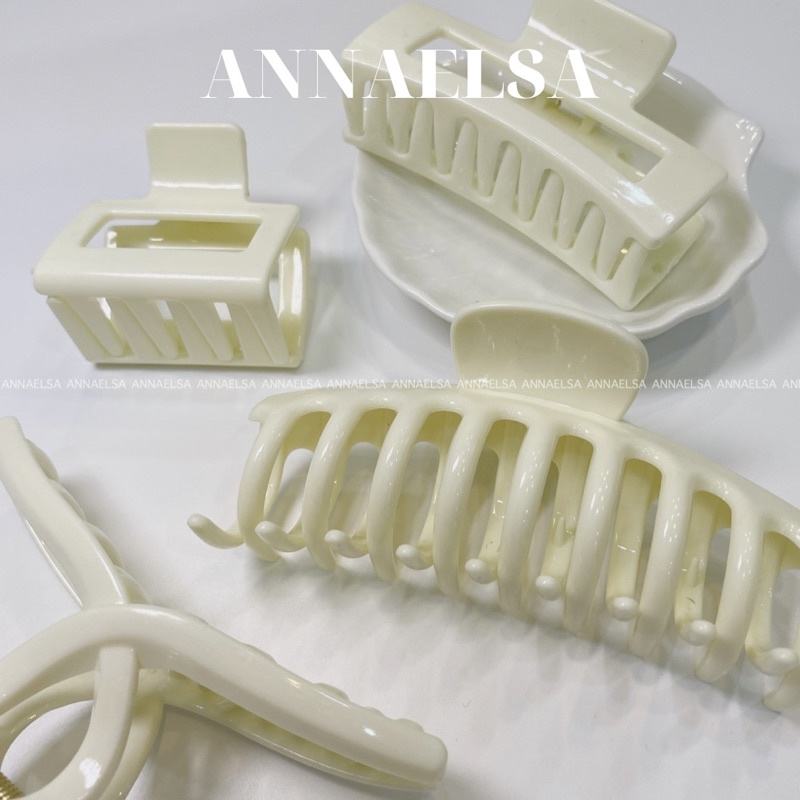 ANNAELSA Kẹp Tóc Phụ Kiện Tóc Đẹp Màu Trắng Sữa Cho Nữ Phong Cách Hàn Quốc Dễ Thương