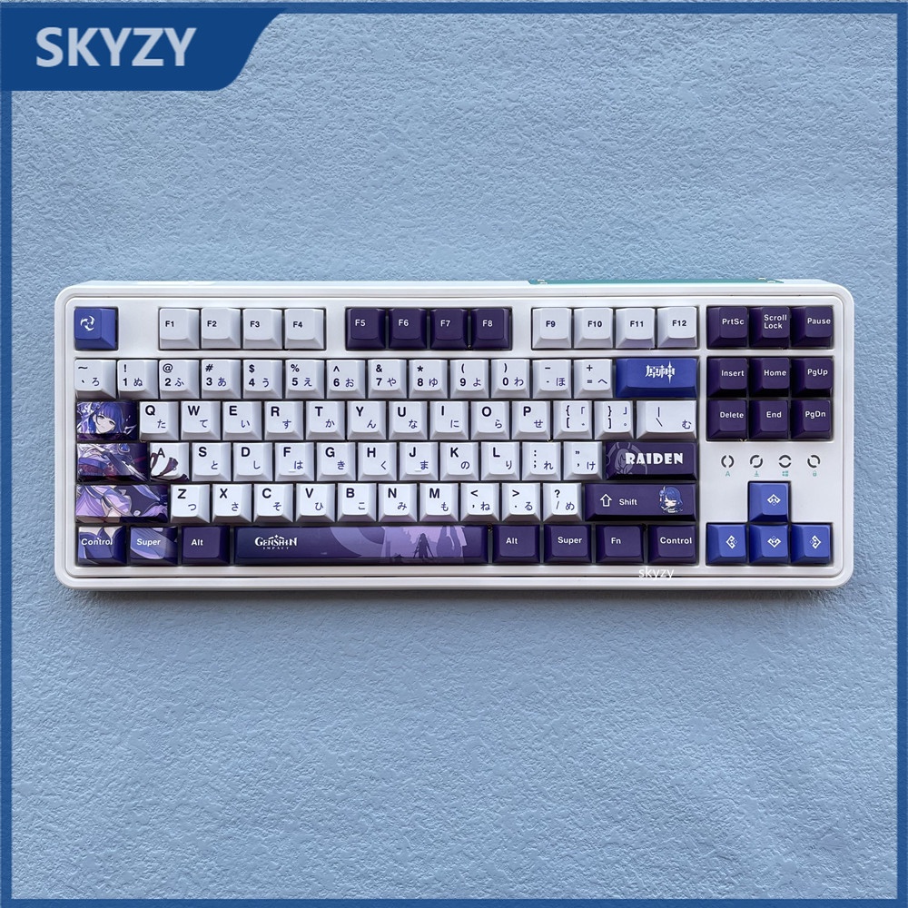 133 Phím Raiden Shogun Keycaps Cherry Profile Genshin Impact Beelzebul Anime PBT DYE SUB Bàn phím cơ Keycap