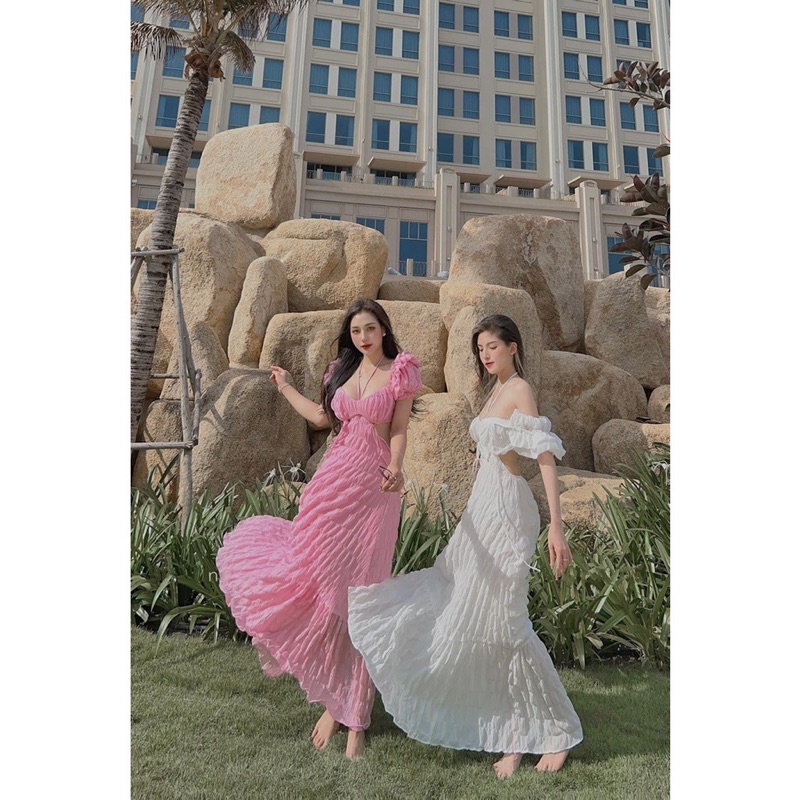 (Loại 1)Đầm maxi cổ yếm khoét eo TRÂM ANH BOUTIQUE248(không có mút ngực) | BigBuy360 - bigbuy360.vn