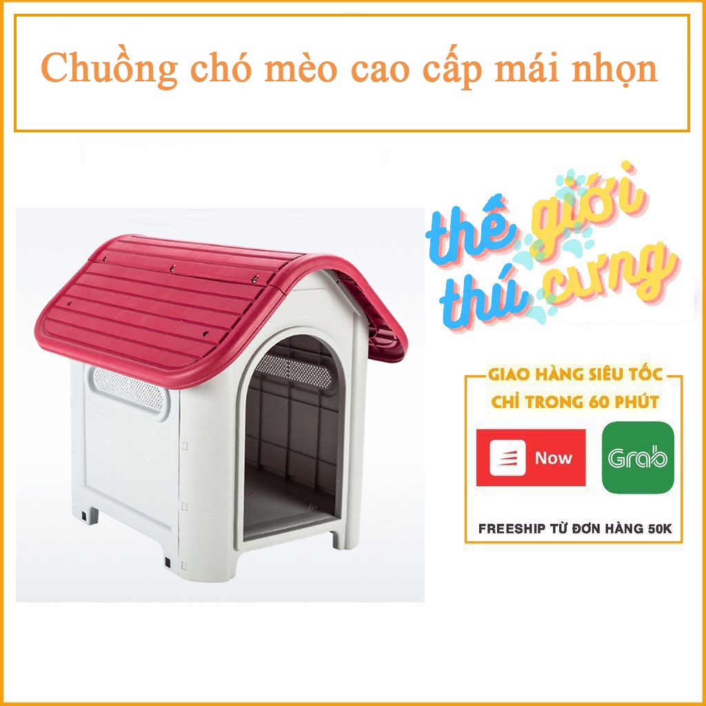 Nhà cho chó mèo ở (2 loại gỗ và nhựa) chuồng chó cao cấp mái nhọn