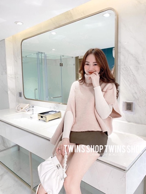 Chân váy da trơn nâu HQ