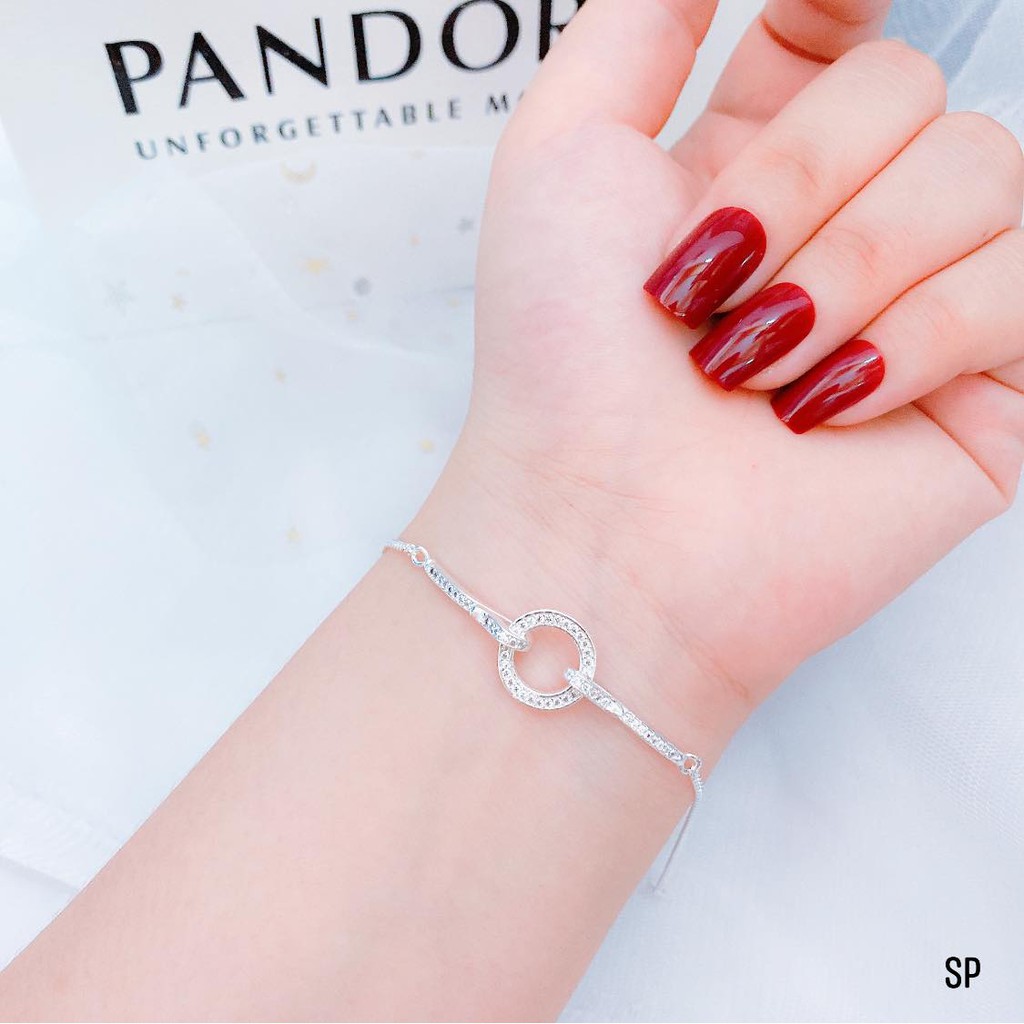 LẮC TAY VÒNG TRÒN BẠC ĐÍNH ĐÁ NHỎ