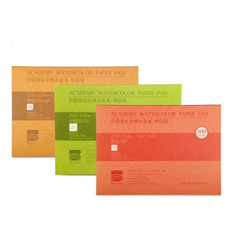 SỔ VẼ MÀU NƯỚC BAOHONG 100% COTTON 300gsm