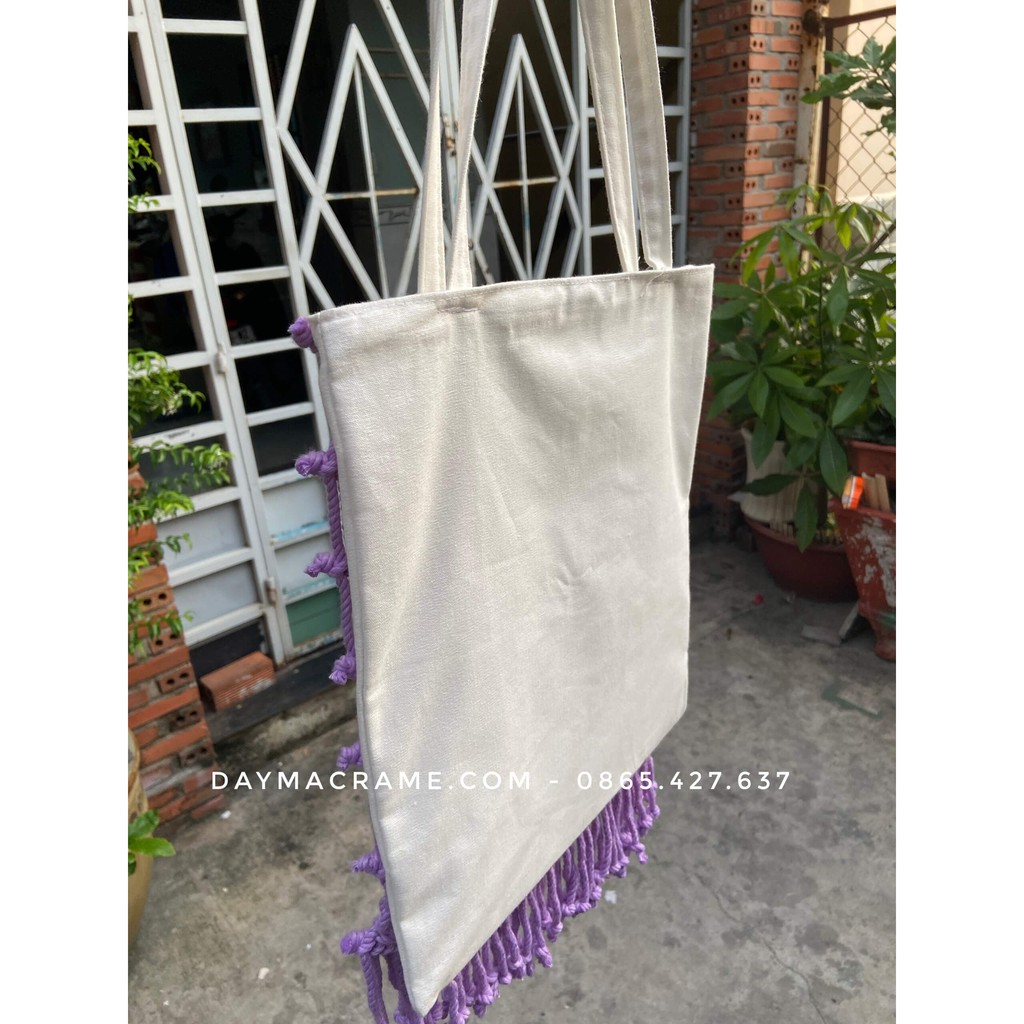 Túi vải bố macrame | túi vải canvas macrame | Túi xách nữ macrame | Túi Tote Macrame bag handmade 100%