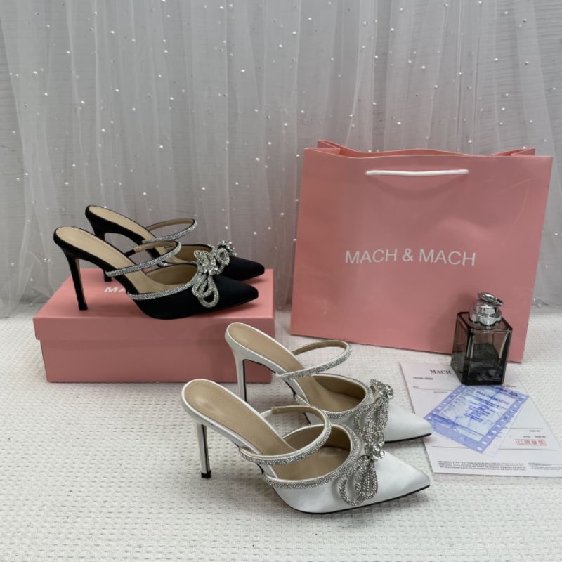 x Guốc Sục Nơ Đá 9p Mach Lụa Mềm Êm Fullbox Cao Cấp