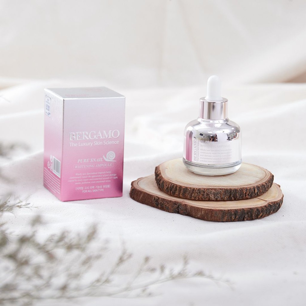 Tinh Chất Bergamo Pure Snail Whitening Ampoule 30ml chính hãng