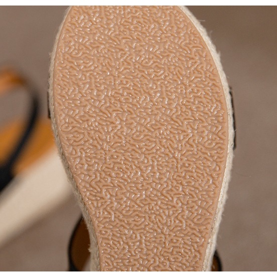 Giày sandal Siketu đế xuồng bọc cói cao 5cm