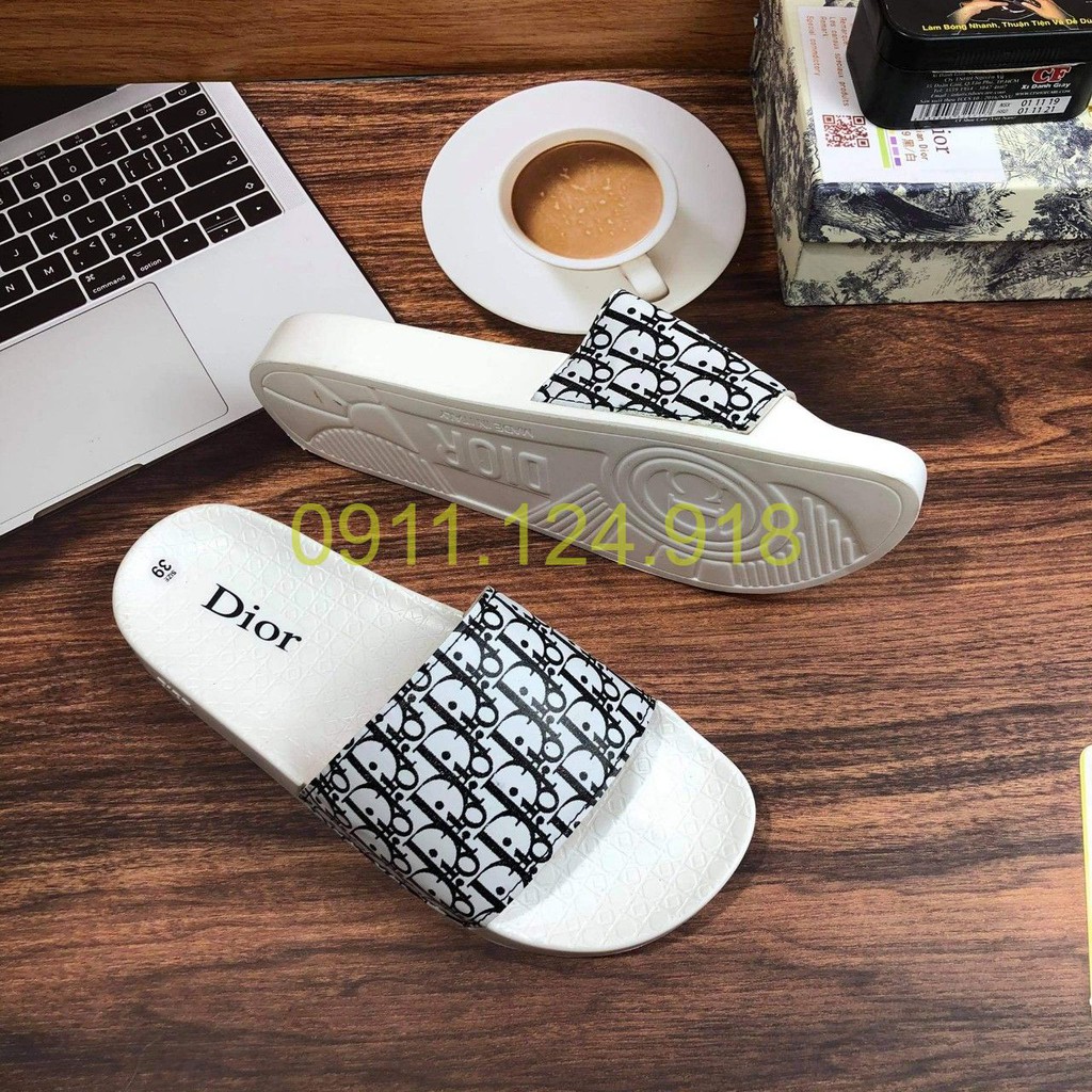 Dép quai ngang nam nữ Đi ô 2 màu trắng và đen