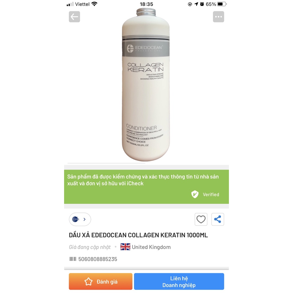 Dầu gội xả EDOCEAN mềm mượt, phục hồi tóc hư tổn