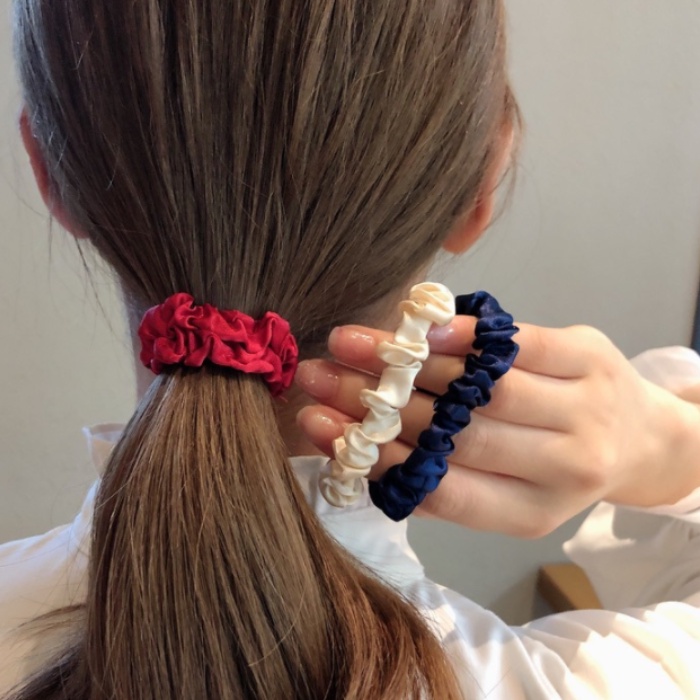 Bộ 6 dây buộc tóc lụa satin co giãn nhiều màu sắc phong cách Hàn Quốc đơn giản thanh lịch dành cho nữ