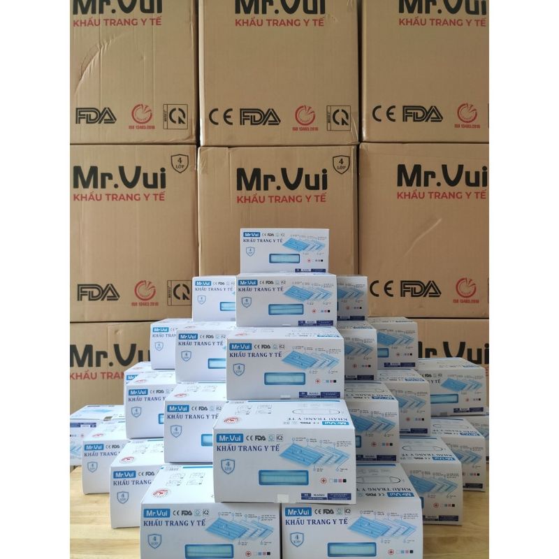 Khẩu trang y tế 4 lớp kháng khuẩn mr.vui-Hộp 50cái