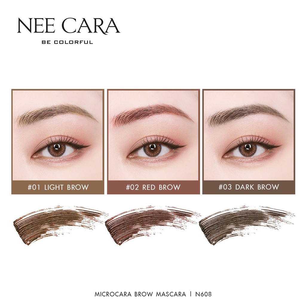Mascara Chân Mày Nee Cara Microcara Brow N608 - Chuốt Chân Mày Nee Cara Kháng Nước Lâu Trôi