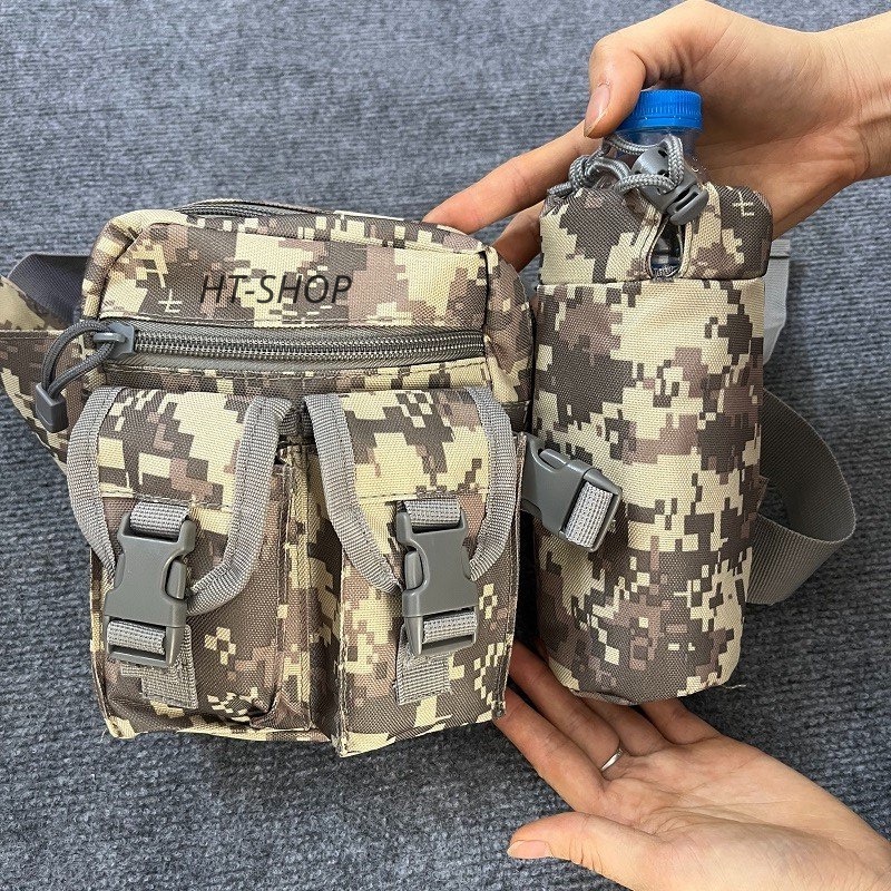 Túi Đeo Hông Đi Phượt Dã Ngoại, Túi Đeo Hông Kèm Chai Nước Đi Bộ Đi Phượt Dã Ngoại Tiện Dụng (Tặng Móc Khóa)