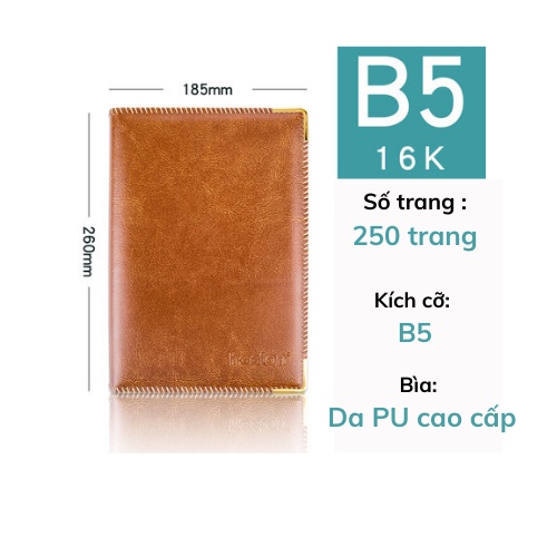 [Mã LIFE0803ALL giảm 10% đơn 0K] Sổ tay bìa da B5 250 trang ghi chép cao cấp Heeton A16358