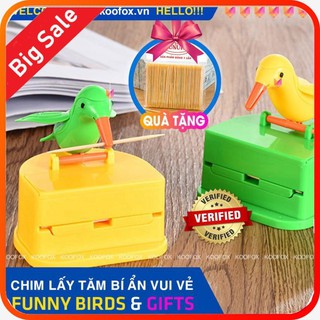 Hộp chim gắp tăm tự động thông minh từ đài loan - tặng bịch tăm tiệt trùng cao cấp - koofox