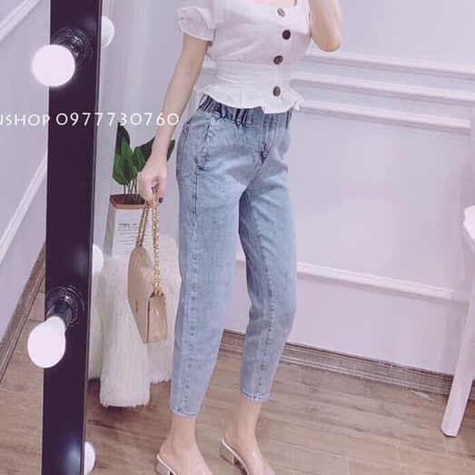 [ Mã FAMAYWA giảm 10K đơn 50K] Quần jeans nữ baggy lưng chun chất đẹp đủ size | WebRaoVat - webraovat.net.vn