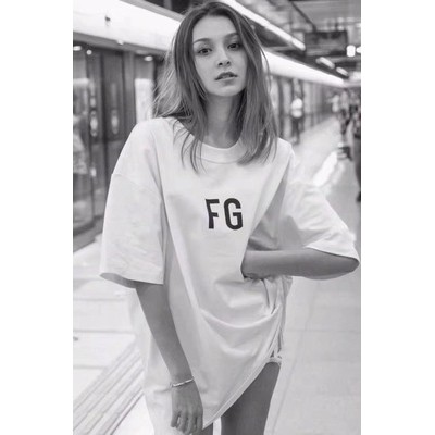 FEAR OF GOD Double Line Letter Print Loose All-match Short Sleeve T-Shirt