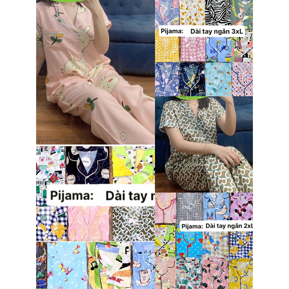 {PYJAMA4XL 61~68kg TNQD} ĐỒ BỘ TAY NGẮN QUẦN DÀI GÀI CÚC TRƯỚC TOLE LỌAI 1 CAO CẤP MẶC NHÀ