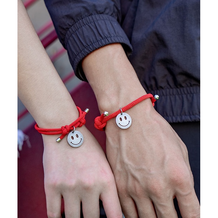 Vòng Đôi Nam Châm Smile Loki Accessories Hai Lớp Chất Liệu Vải - Lắc Tay Cặp Đôi Hàn Quốc - Nam Châm Smile (1 đôi)