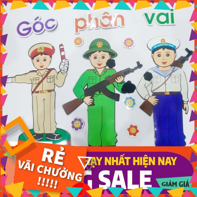 [BÁN CHẠY]  Tranh góc mầm non 9 chủ đề góc xây dựng góc nghề nghiệp nội trợ... [Xốp đẹp + Tặng Keo]