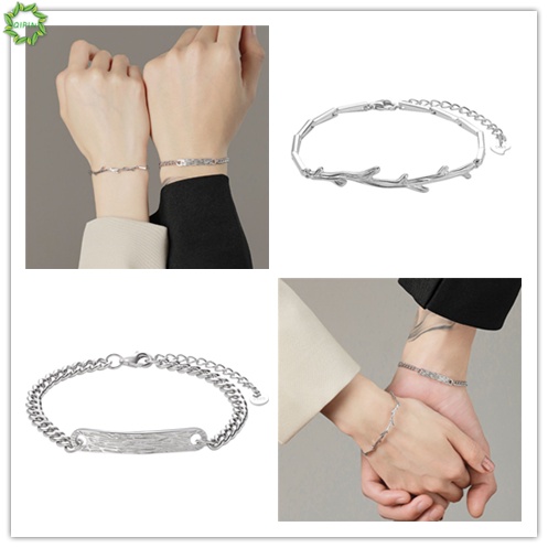 Set 1/2 vòng tay bạc phong cách Hàn Quốc đơn giản màu sắc thời trang cho cặp đôi