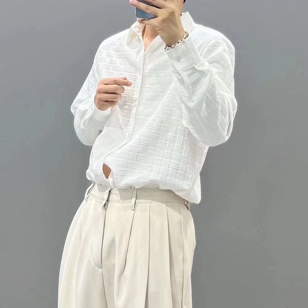 Áo Sơ Mi Tay Dài Màu Trơn Dễ Phối Đồ Thời Trang Xuân Thu Cho Nam Size M-3XL