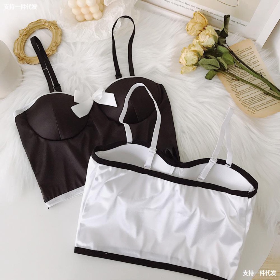 Áo Bra Nữ 2 Dây, Áo Lót Nữ Satin Thắt Nơ Trước Ngực Có Đệm Mút Nâng Ngực. 139