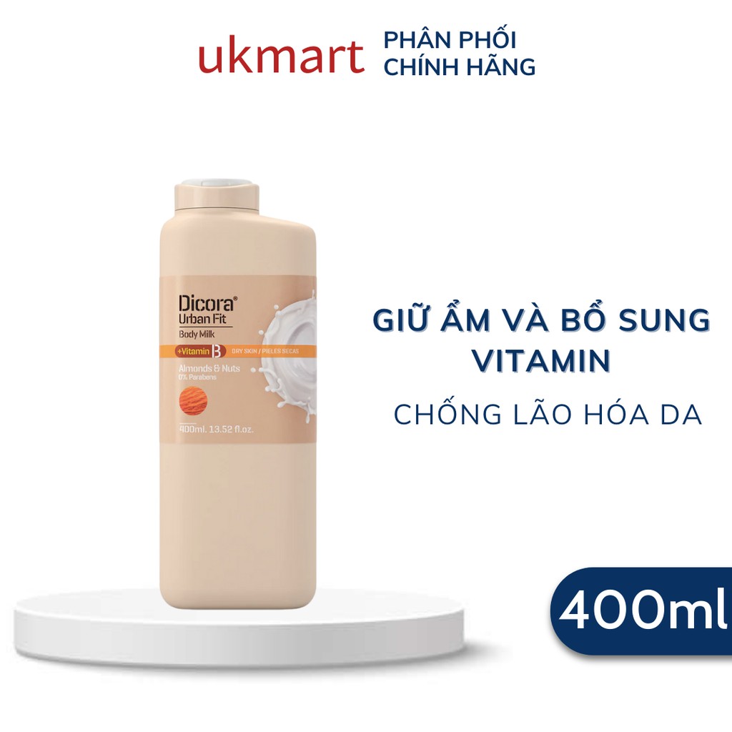 Sữa Dưỡng Thể Dicora Urban Fit Vitamin B Hạnh nhân &amp; Các Loại Hạt Body Milk 400ml