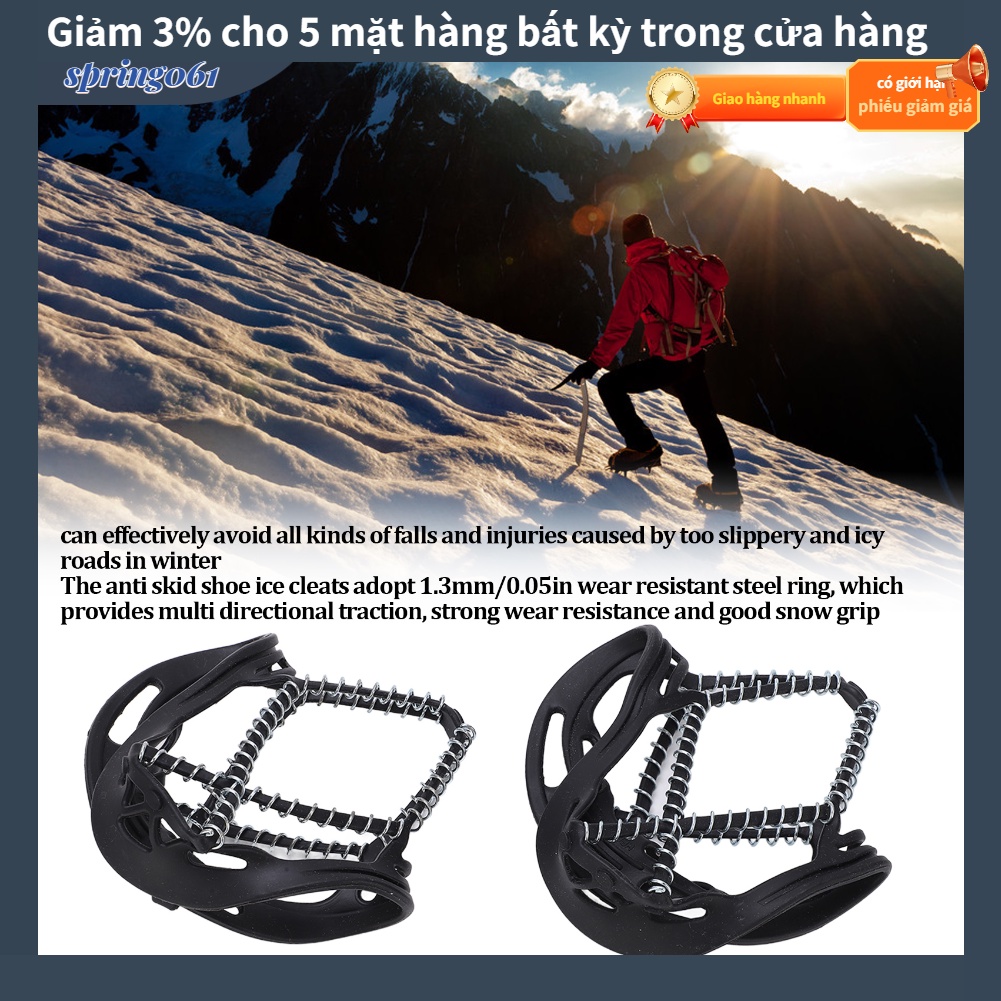 2 cái ngoài trời Mùa xuân băng tuyết Grips đi bộ Traction Cleats Chống trượt chống trượt cho giày Boots Leo núi
