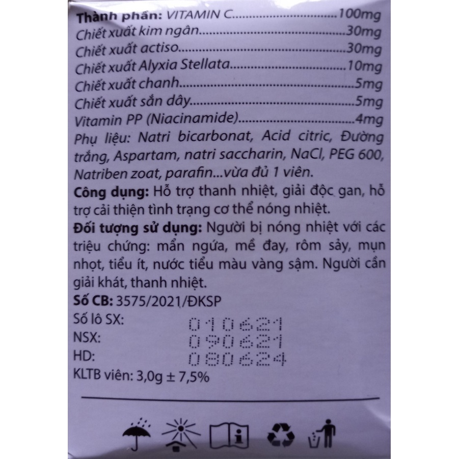 Viên C sủi Cool Plus, bù nước, thanh nhiệt 3g*10 viên/tuýp